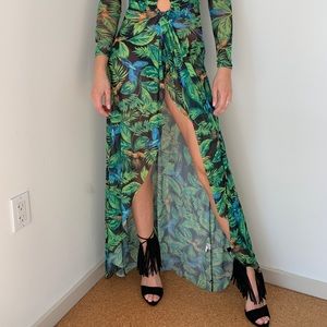 Green floral dress JLO style size S